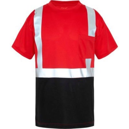GSS SAFETY GSS Safety NON-ANSI Multi Color Short Sleeve Safety T-shirt with Black Bottom-Red-XL 5124-XL